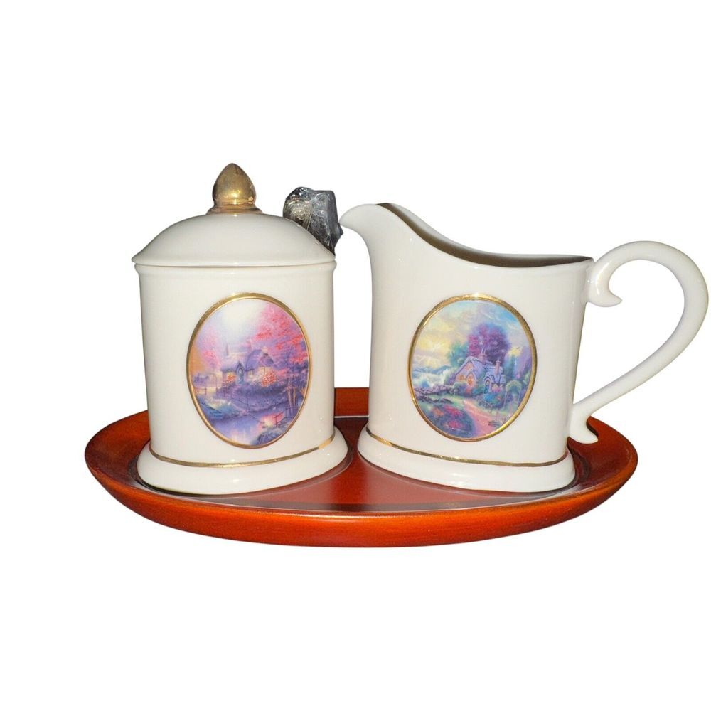 Thomas Kinkade Painter of Light Sugar & Creamer Porcelain Set New in Box